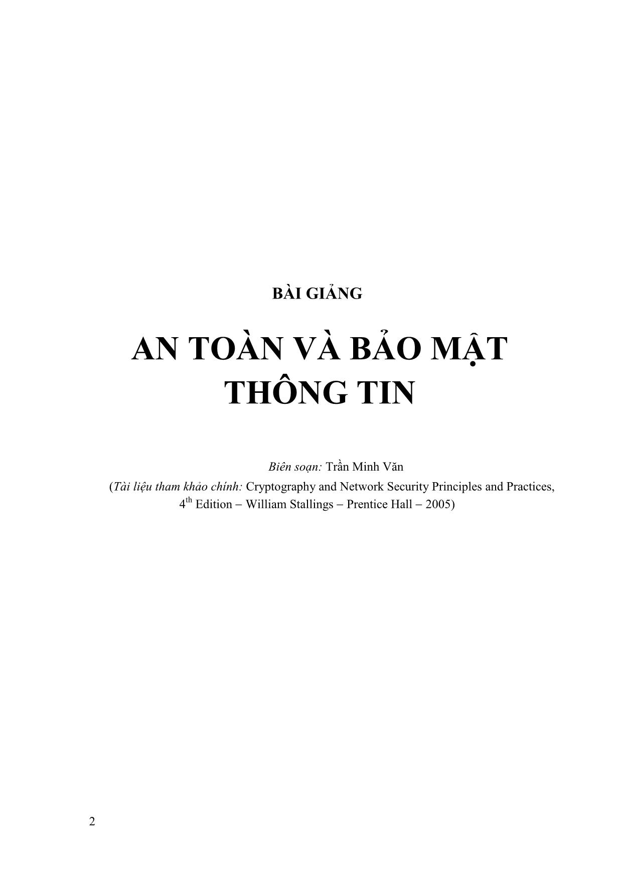 Bài giảng An toàn và bảo mật thông tin trang 2