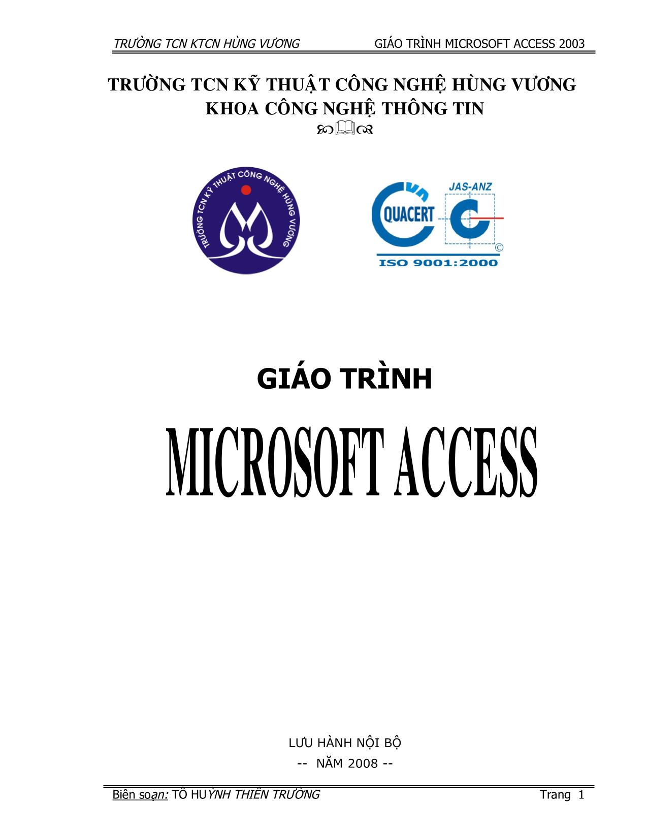 Giáo trình Microsoft Access trang 1