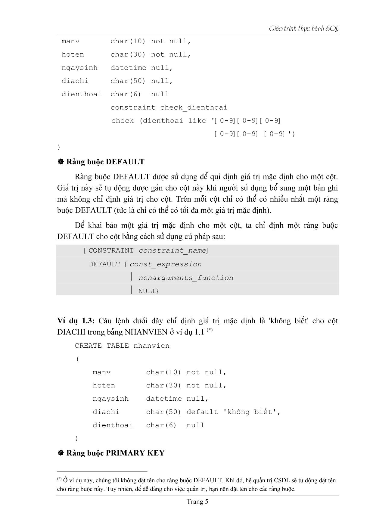 Giáo trình Thực hành SQL trang 5