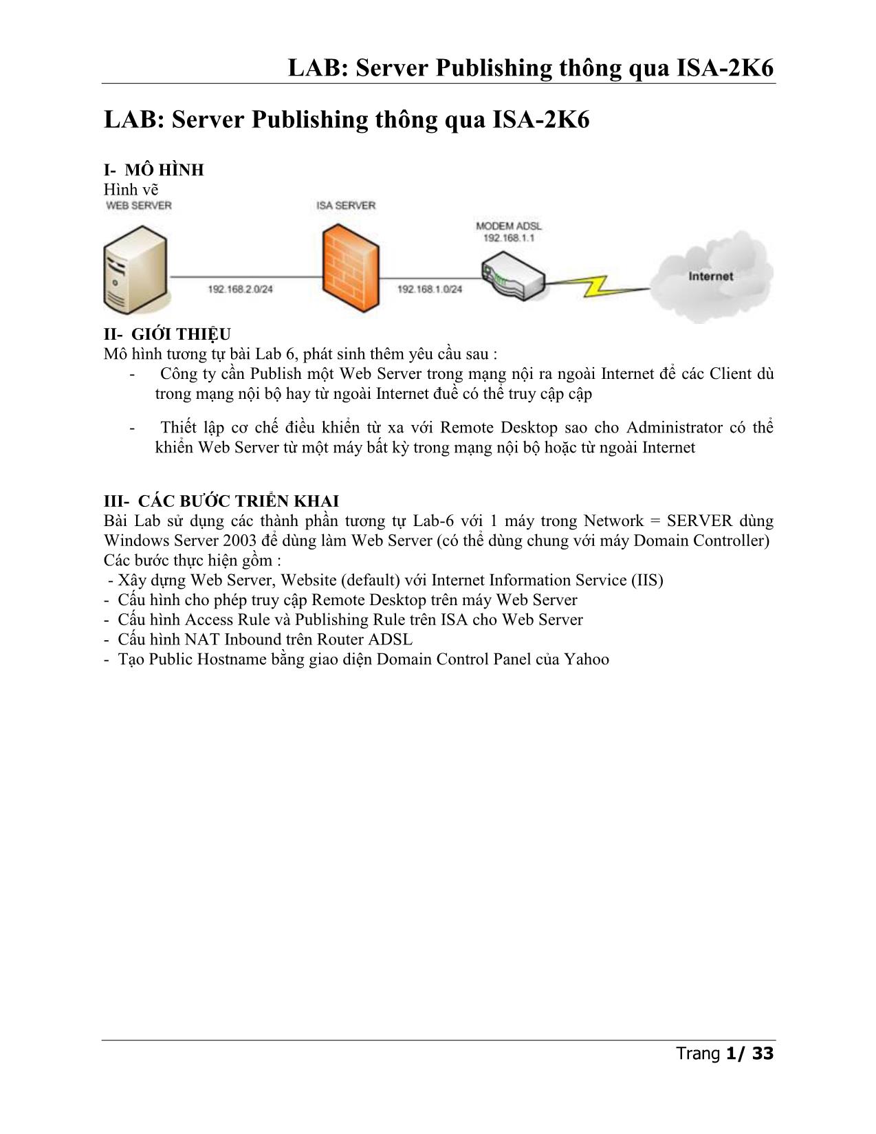 LAB: Server Publishing thông qua ISA-2K6 trang 1