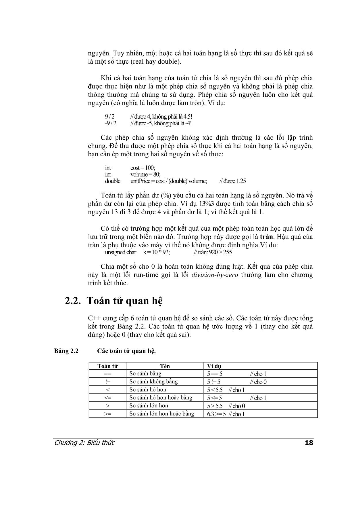 Lập trình C++ - Chương 2: Biểu thức trang 2