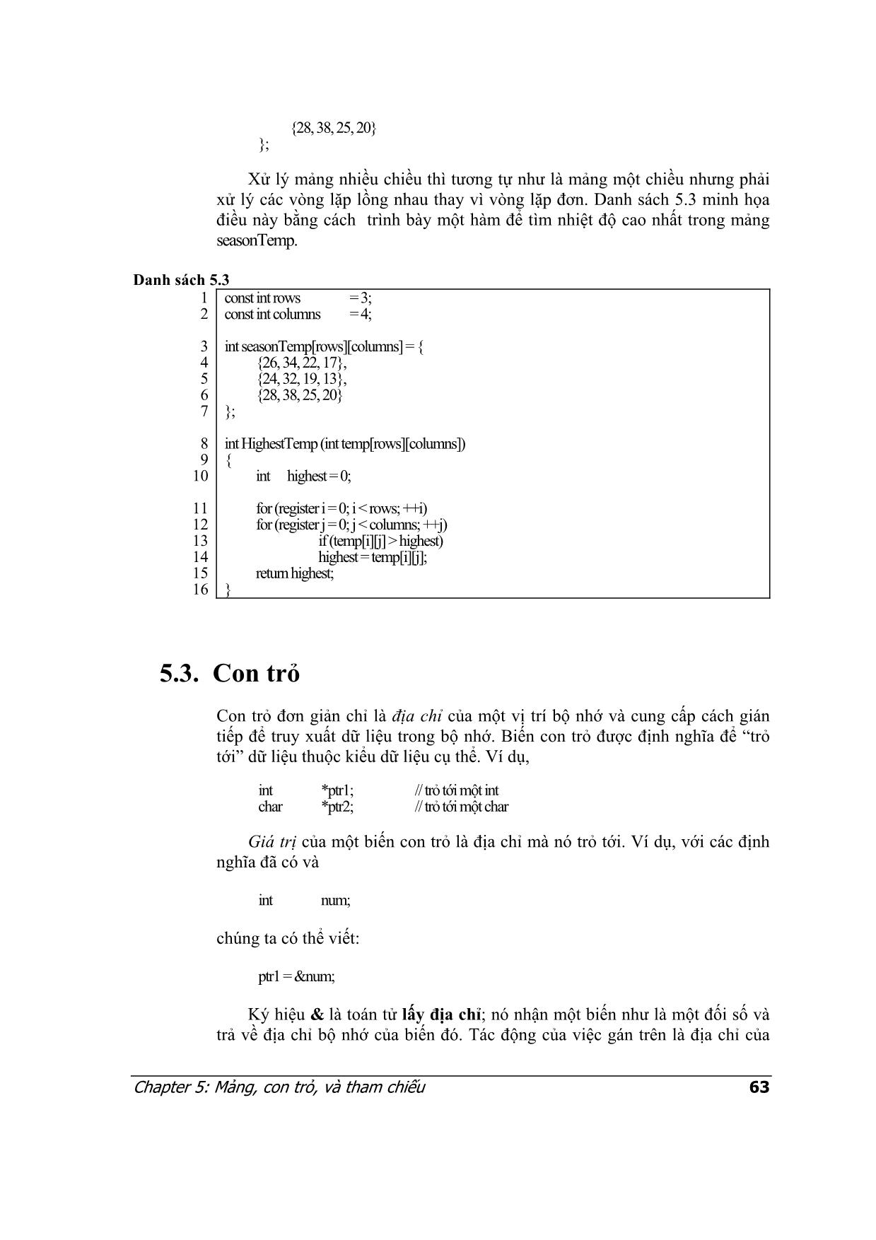 Lập trình C++ - Chương 5: Mảng, con trỏ, tham chiếu trang 5