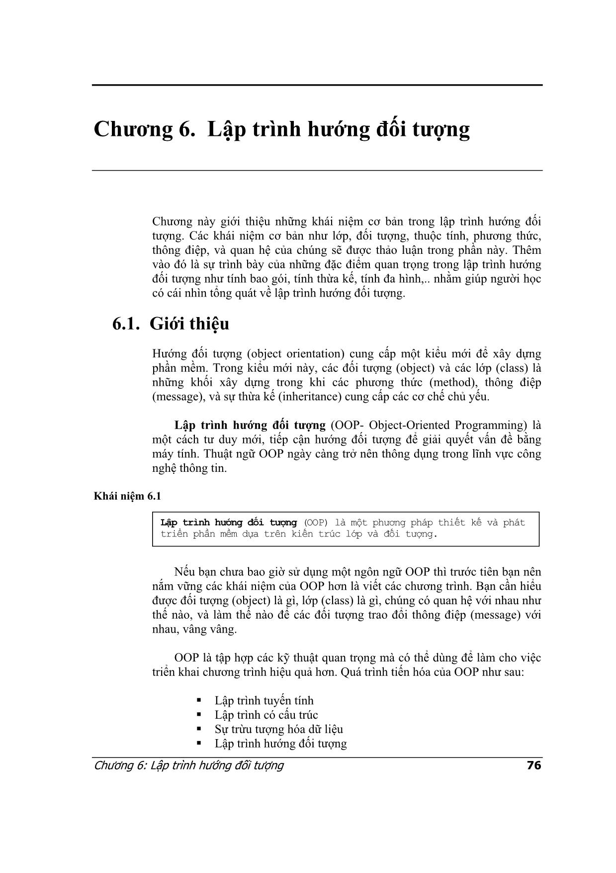 Lập trình C++ - Chương 6: Lập trình hướng đối tượng trang 1