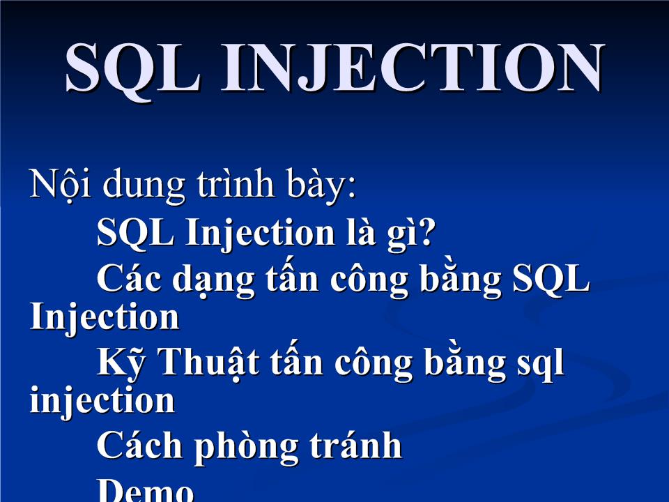 SQL INJECTION trang 1