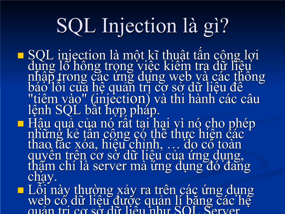 SQL INJECTION trang 2