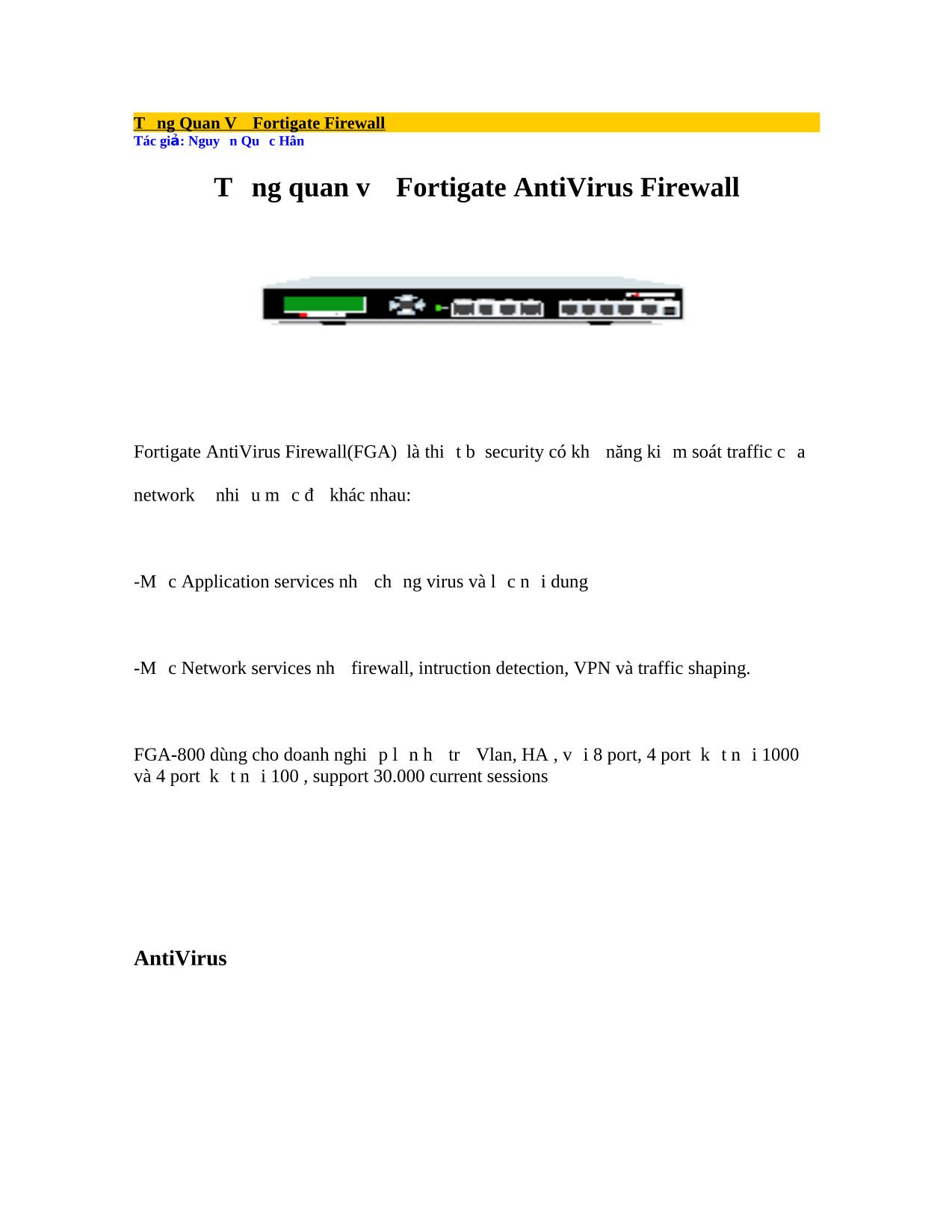 Tổng quan về Fortigate AntiVirus Firewall trang 1