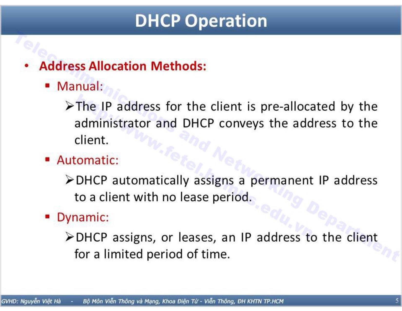 Bài giảng Công nghệ mạng - Bài 5: Dịch vụ DHCP trang 5
