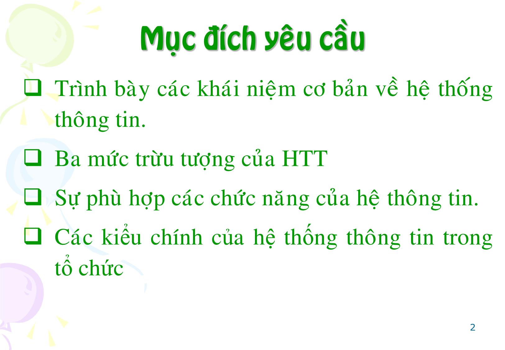 Bài giảng Hệ thống thông tin trang 2