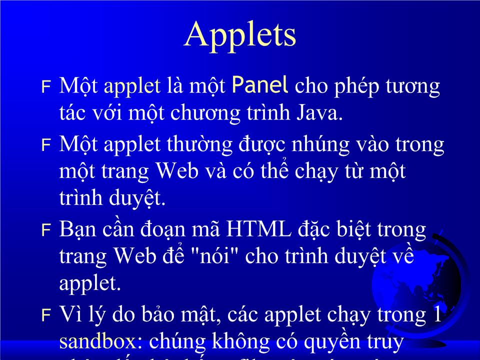 Bài giảng Lập trình Java nâng cao - Chương 4: Applet trang 3