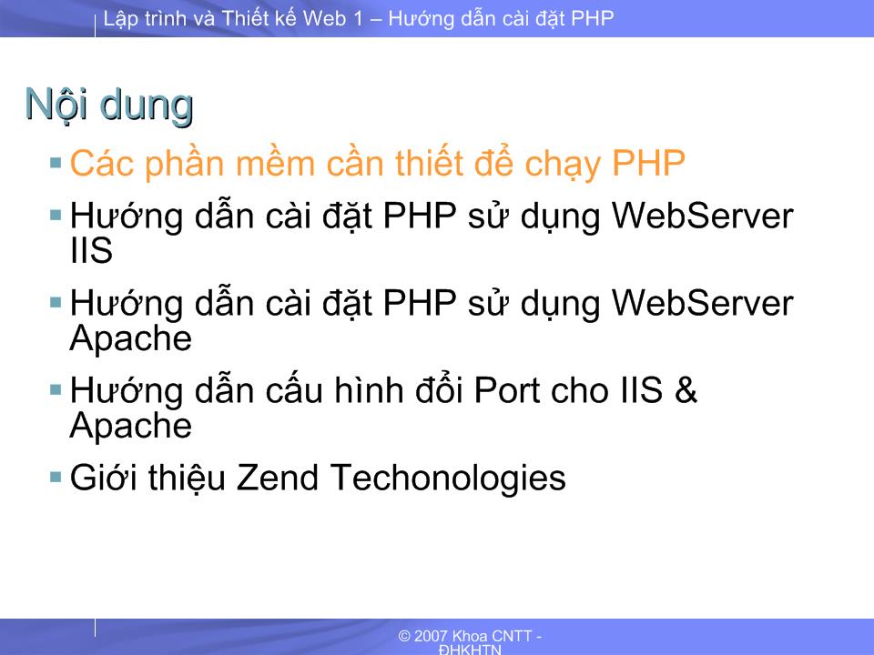 Bài giảng Lập trình và thiết kế web 1 - Hướng dẫn cài đặt PHP trang 3