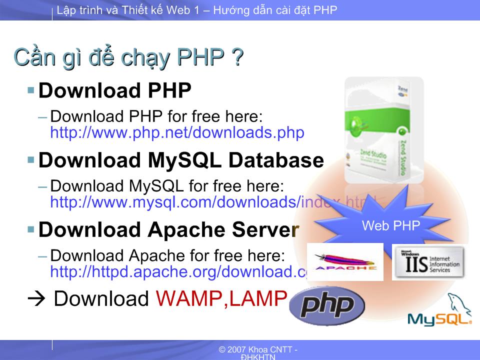 Bài giảng Lập trình và thiết kế web 1 - Hướng dẫn cài đặt PHP trang 4