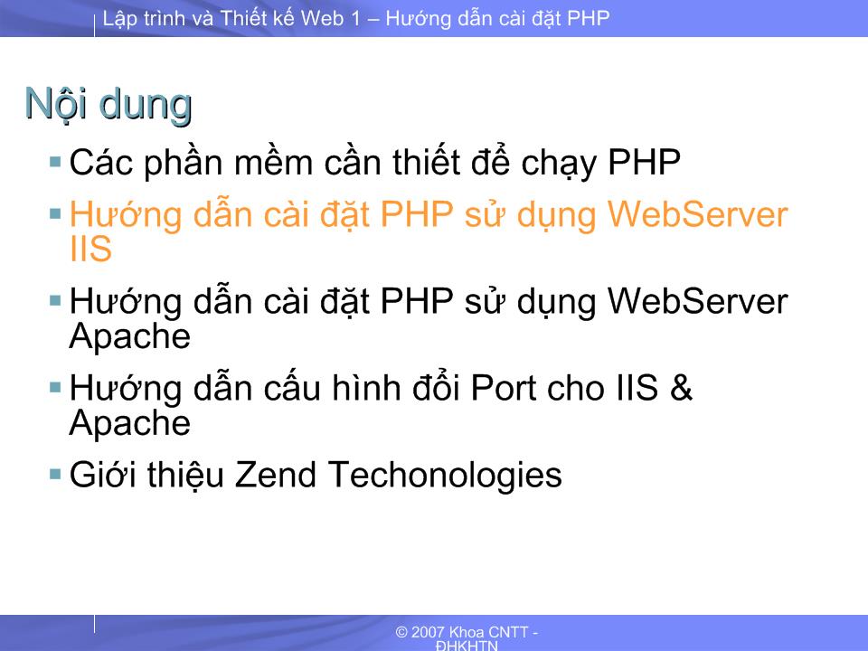 Bài giảng Lập trình và thiết kế web 1 - Hướng dẫn cài đặt PHP trang 5