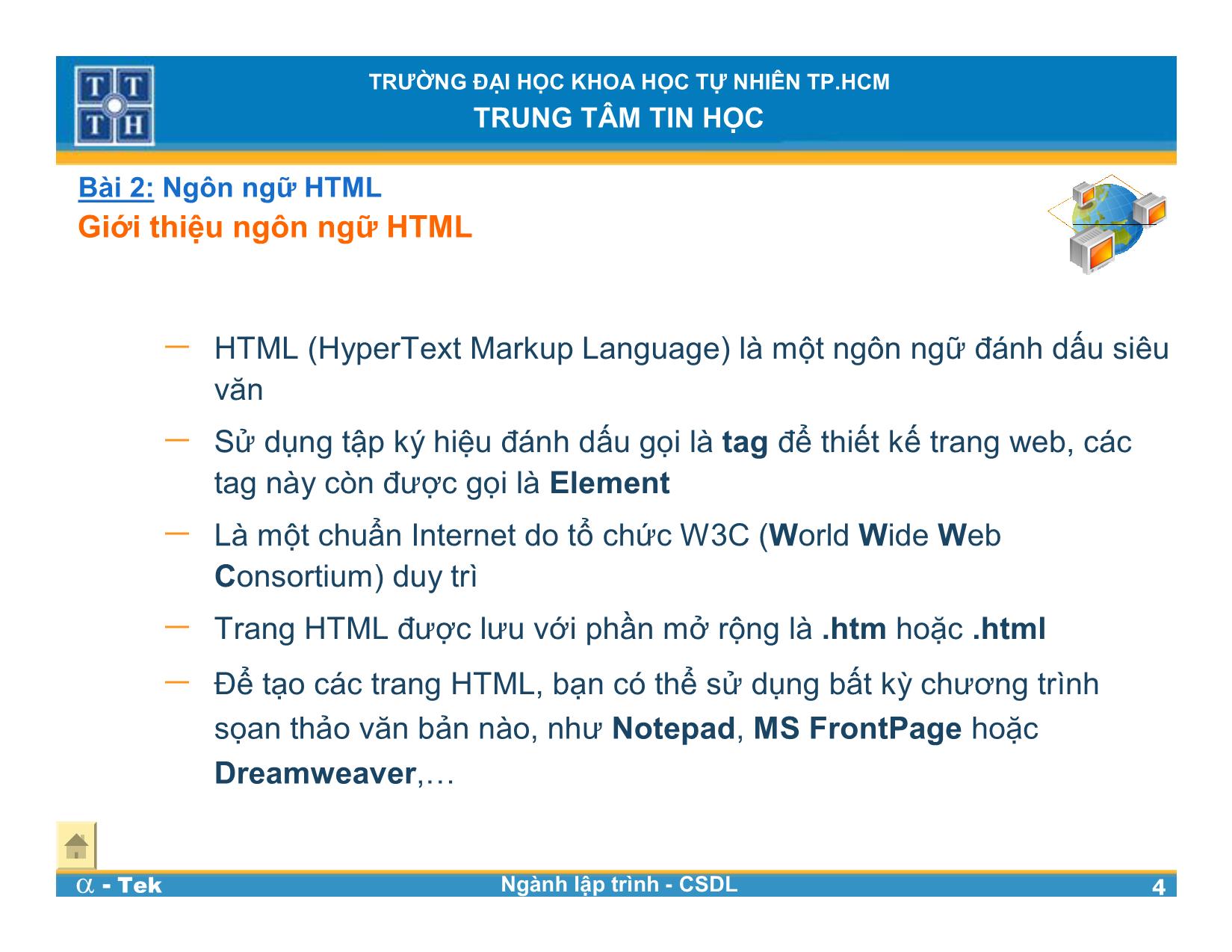 Bài giảng Lập trình Web - Bài 2: Ngôn ngữ HTML trang 4