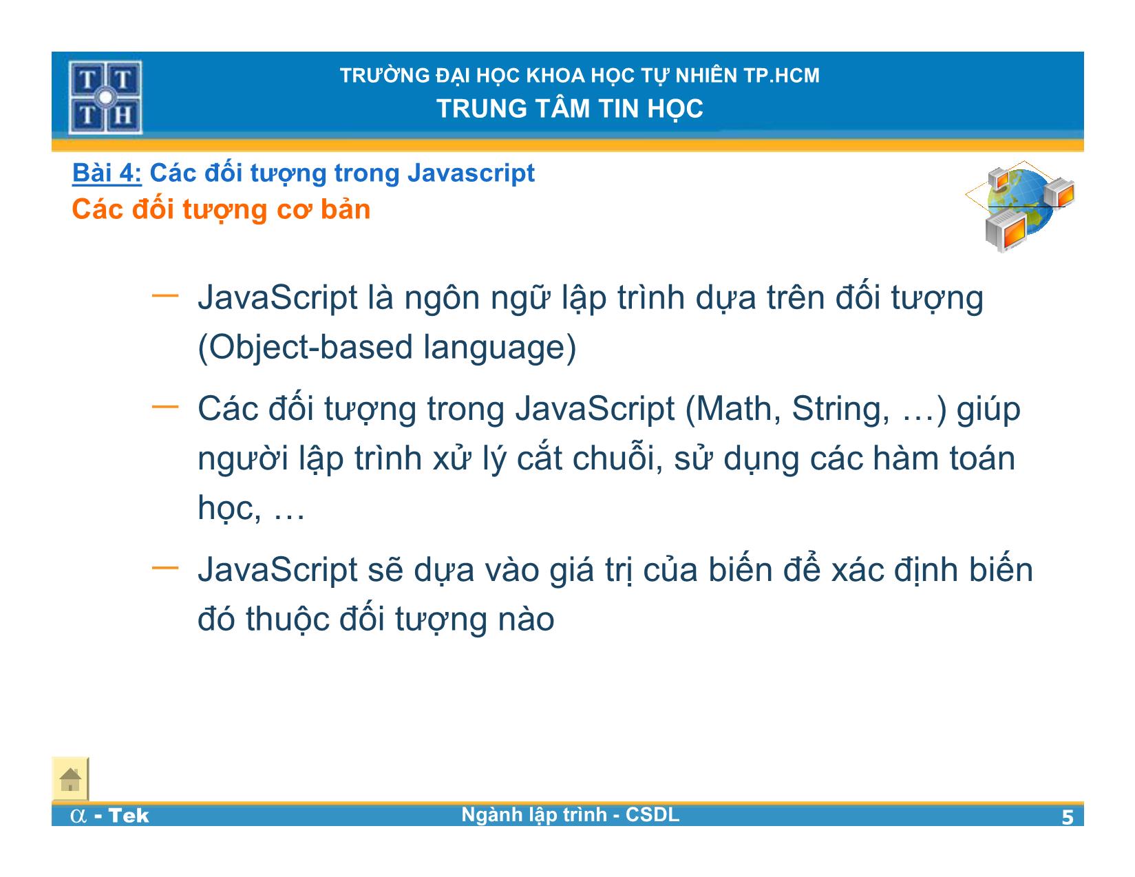 Bài giảng Lập trình Web - Bài 4: Các đối tượng trong JavaScript trang 5