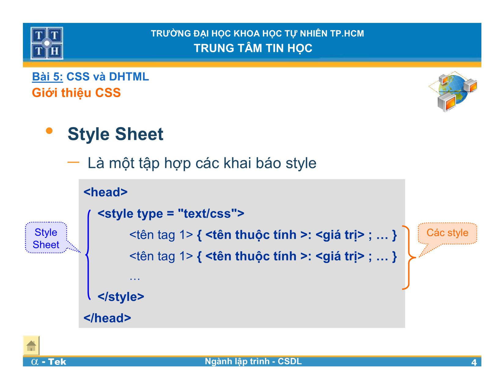 Bài giảng Lập trình Web - Bài 5: CSS và DHTML trang 4