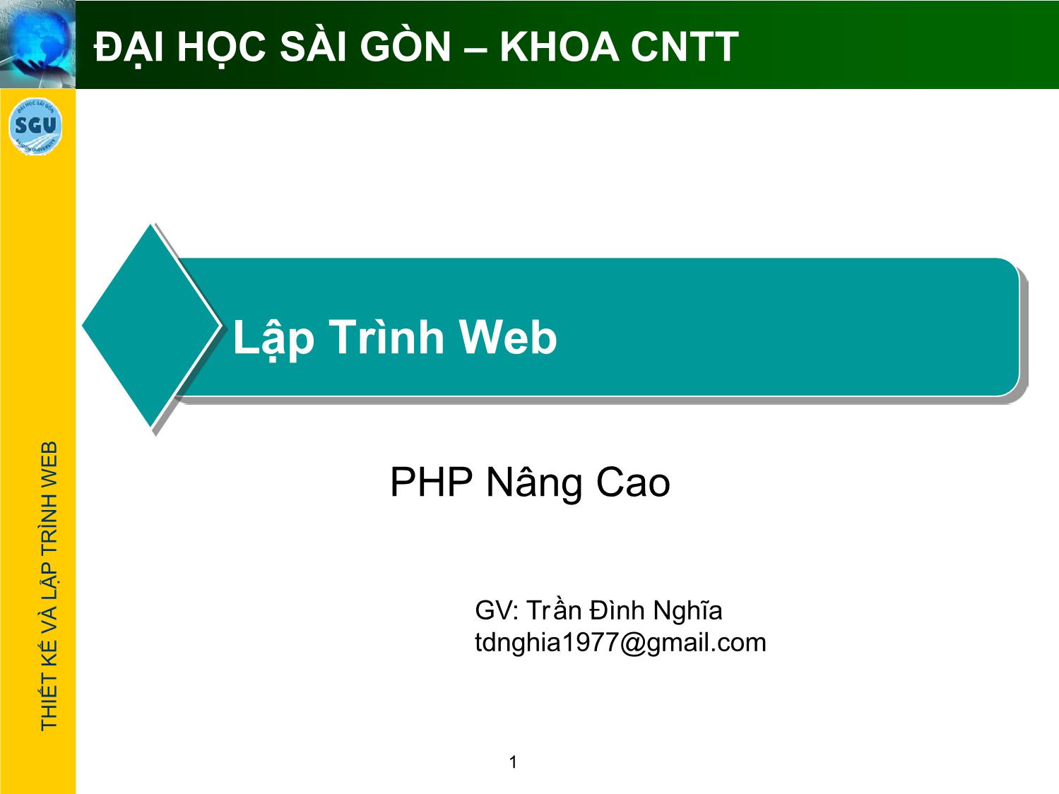 Bài giảng Lập trình Web - PHP nâng cao trang 1