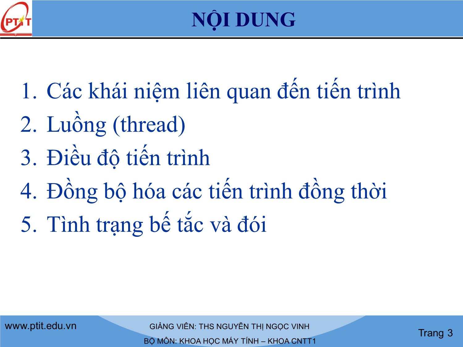 Bài giảng môn Hệ điều hành - Chương 4: Quản lý tiến trình trang 3