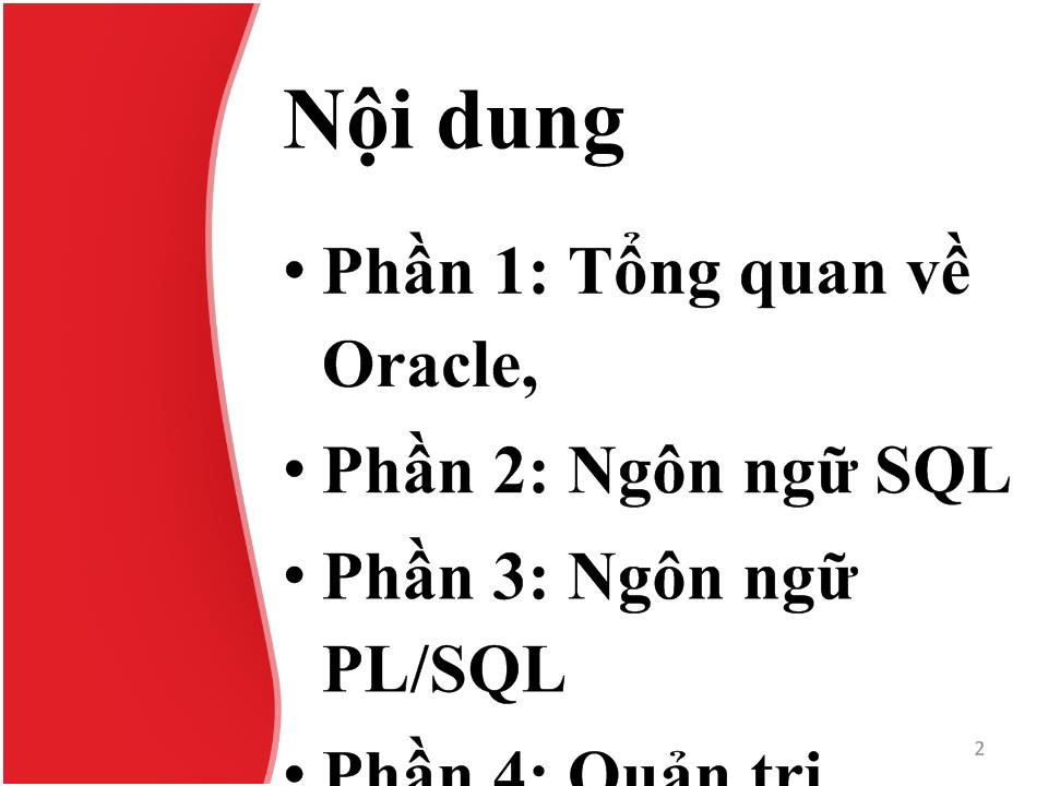 Bài giảng môn Oracle trang 2