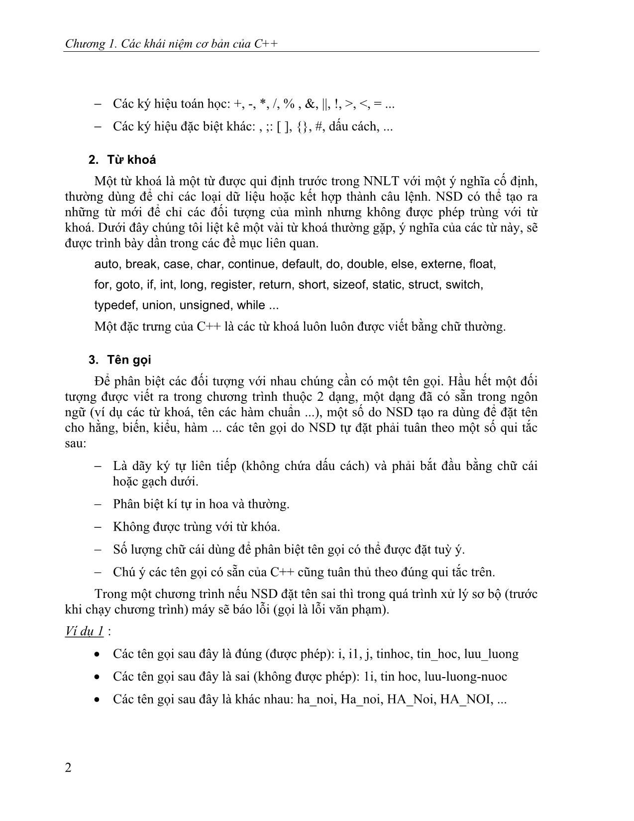 Bài giảng Ngôn ngữ lập trình C/C++ trang 4