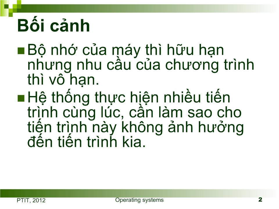 Bài giảng Quản lý bộ nhớ trang 2