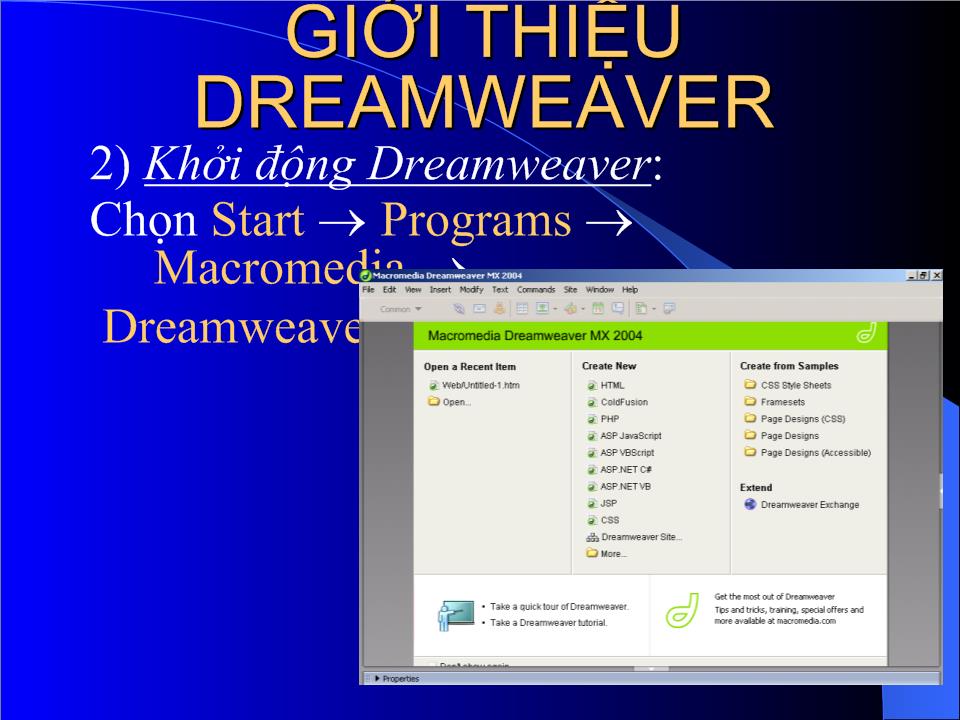 Bài giảng Thiết kế Web bằng Macromedia Dreamweaver trang 5