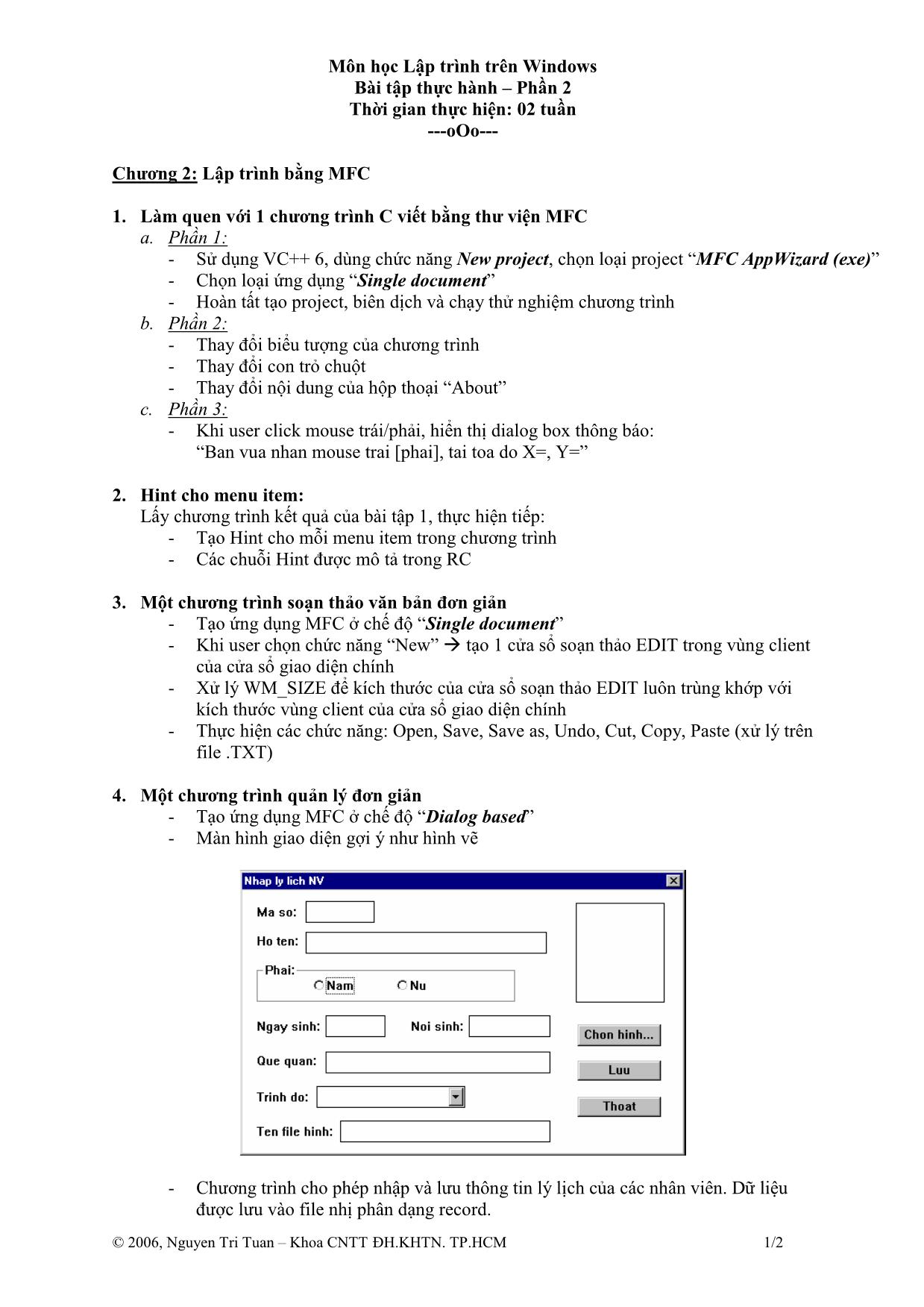 Bài tập thực hành môn Lập trình trên Windows trang 3