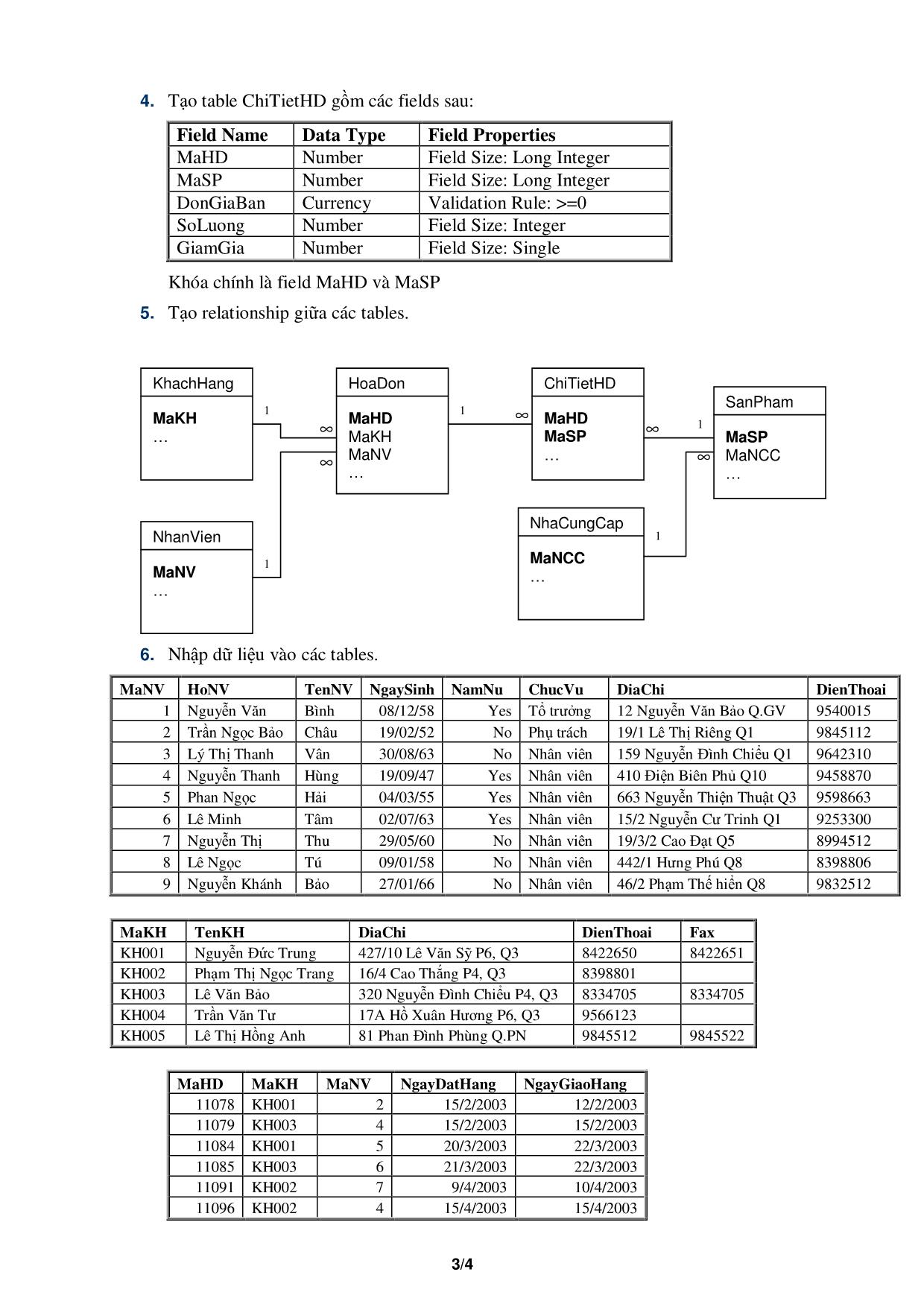 Bài thực hành Access - Chương 1, 2: Database & table trang 3