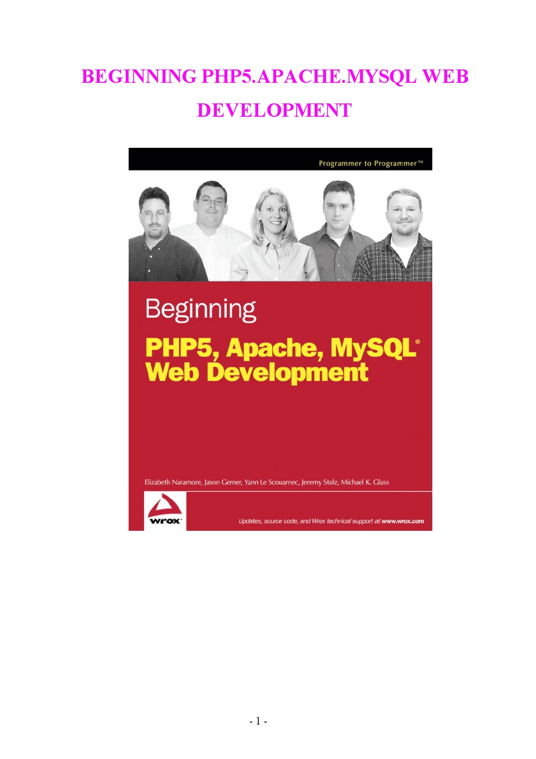 Beginning PHP5, Apache, MySQL Web development trang 1