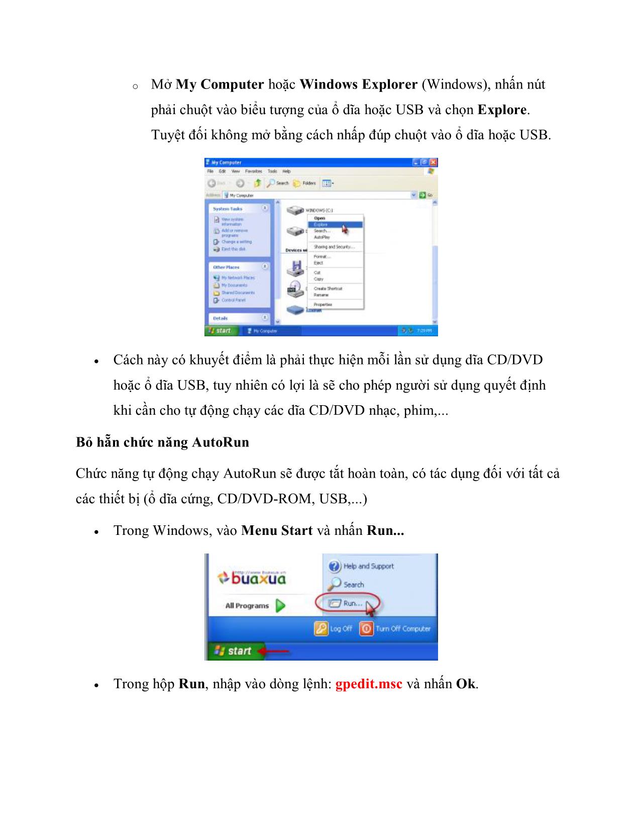 Cách tắt chức năng tự động chạy của các ổ đĩa mềm để phòng chống virus trang 2