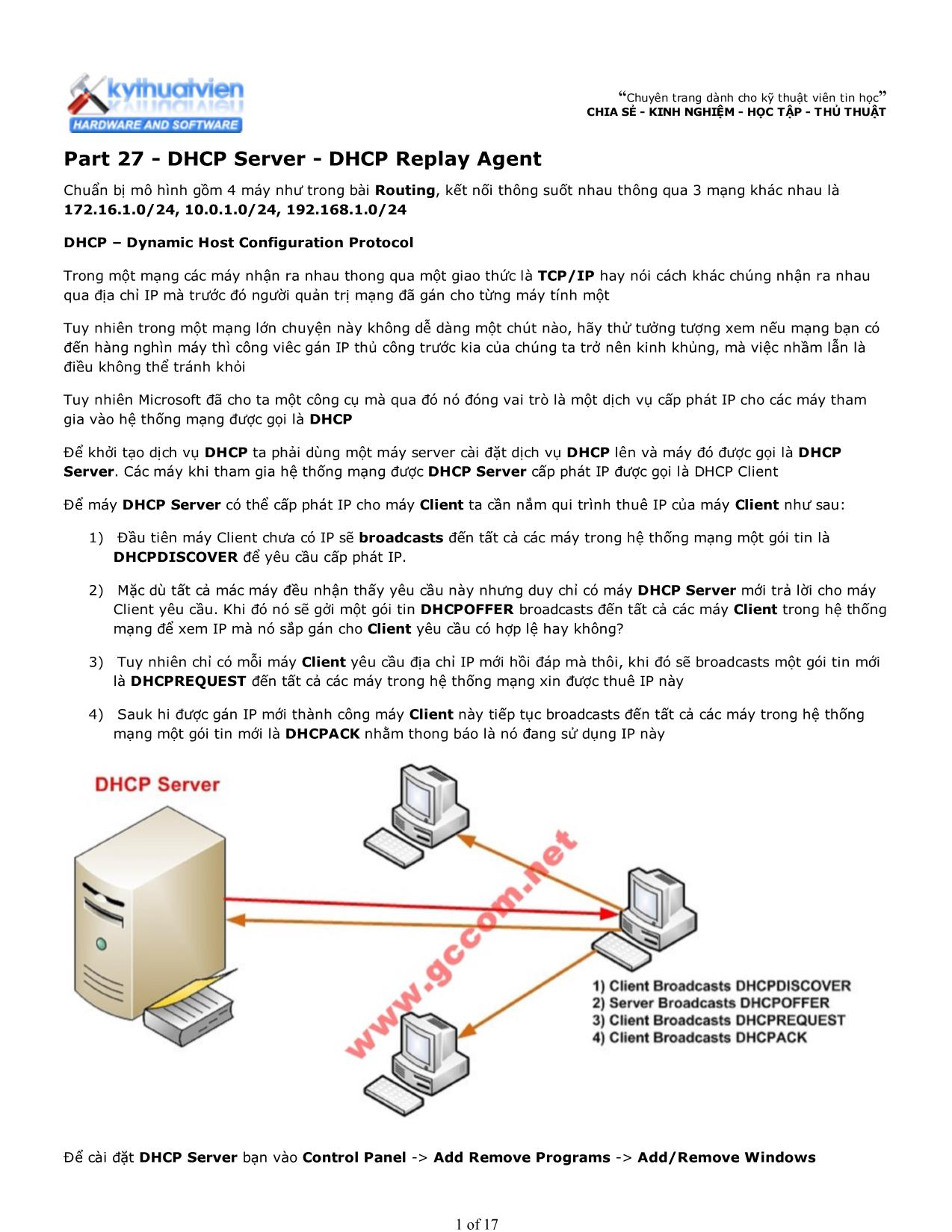 DHCP Server - DHCP Replay Agent trang 1
