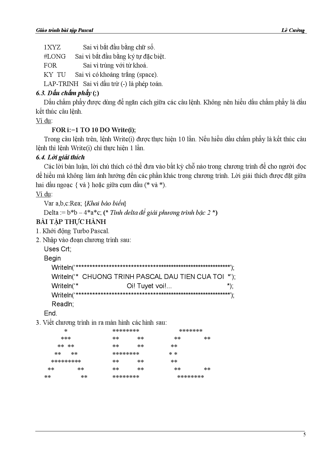 Giáo trình bài tập Pascal trang 5