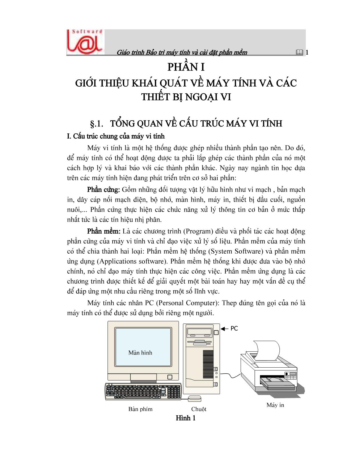 Giáo trình Bảo trì máy tính và cài đặt phần mềm trang 1