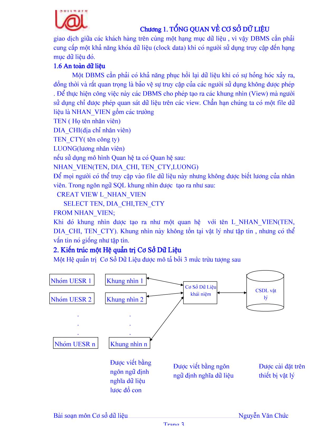 Giáo trình Cơ sở dữ liệu trang 3