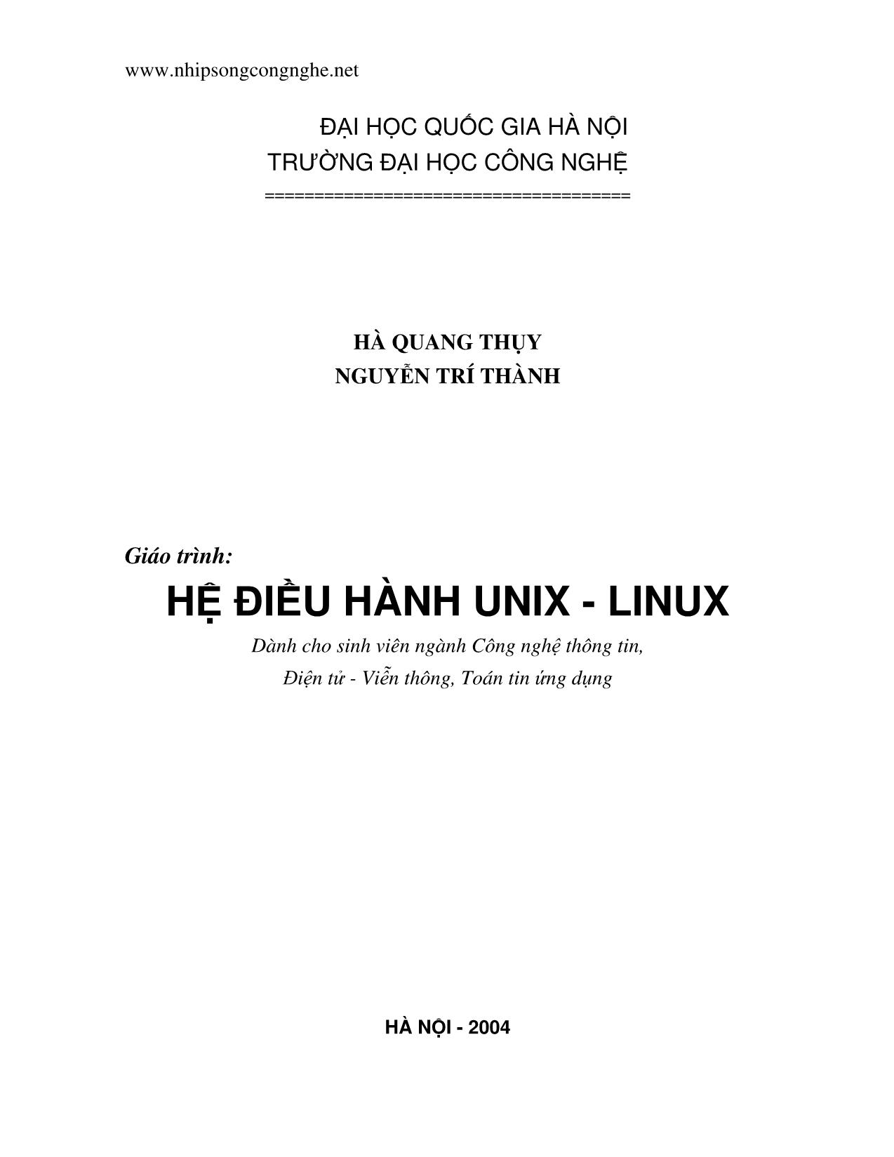 Giáo trình Hệ điều hành Unix - Linux trang 2