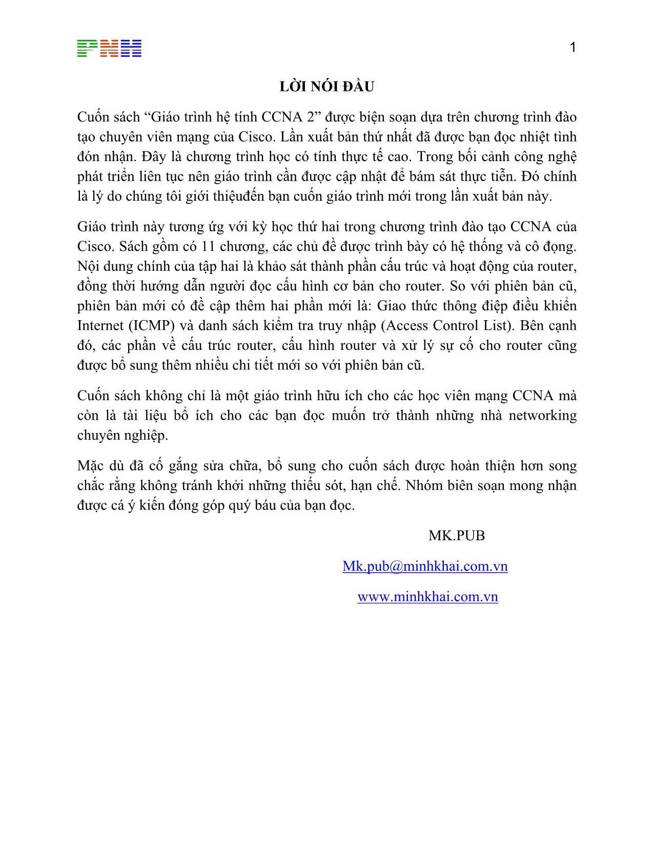Giáo trình hệ tính CCNA 2 trang 2