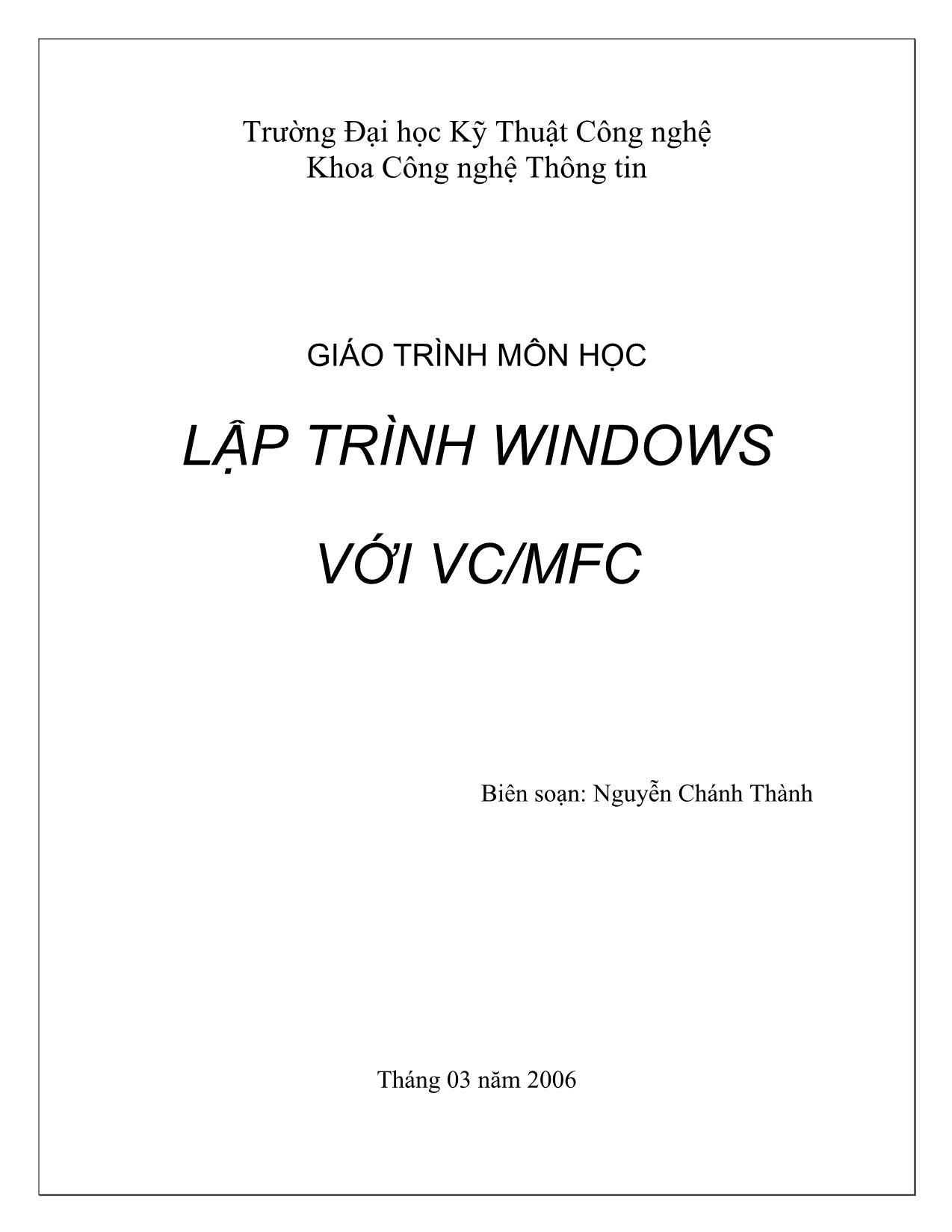 Giáo trình Lập trình Windows với VC/MFC trang 1