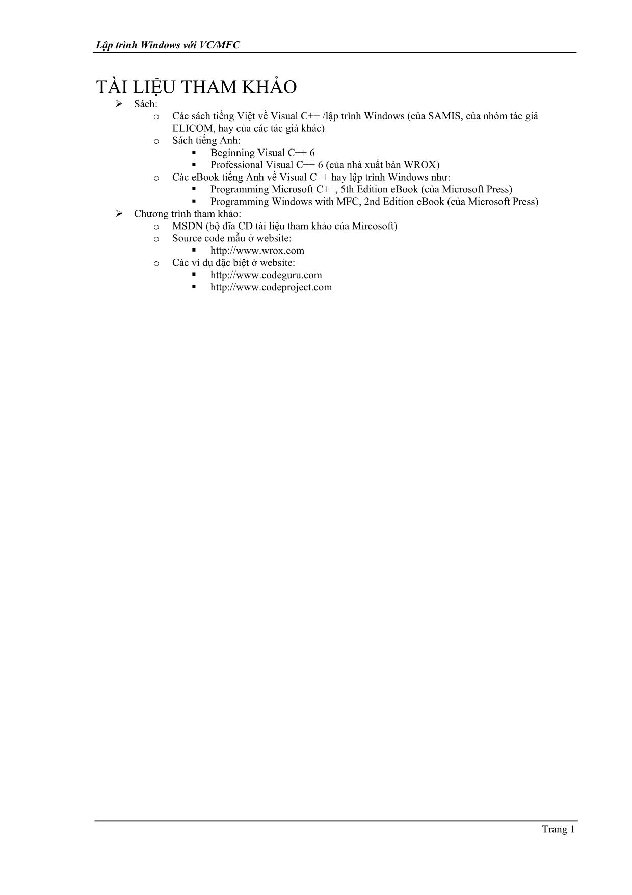 Giáo trình Lập trình Windows với VC/MFC trang 2