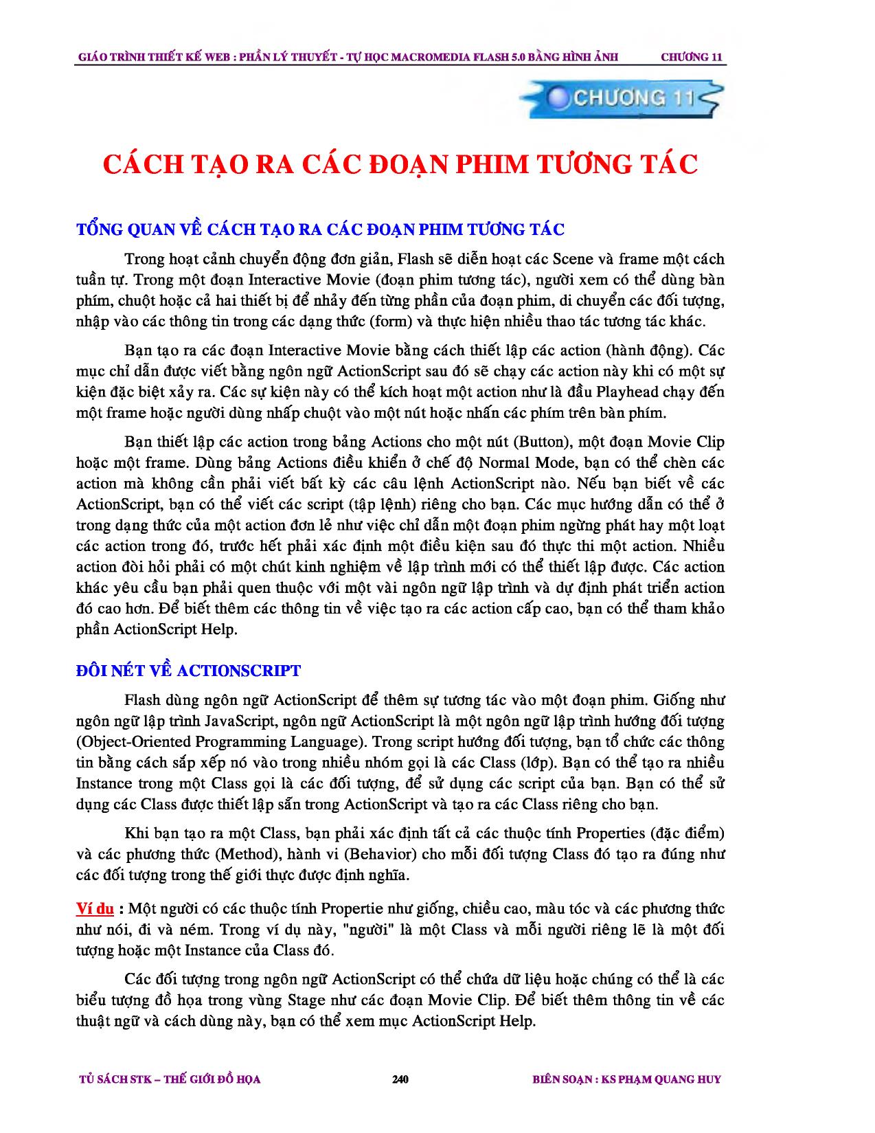 Giáo trình Thiết kế Web - Chương 11: Cách tạo ra các đoạn phim tương tác trang 1