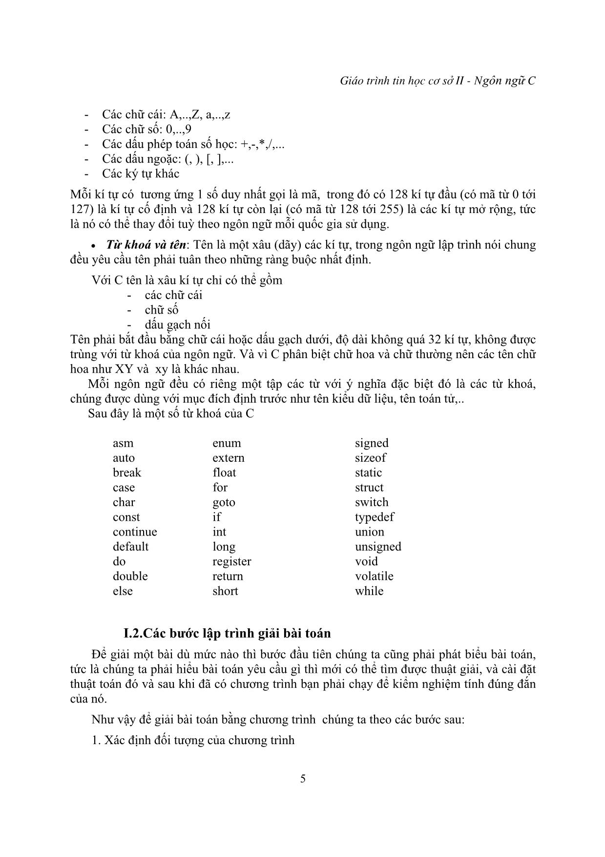Giáo trình Tin học cơ sở - Phần lập trình trên ngôn ngữ C trang 5