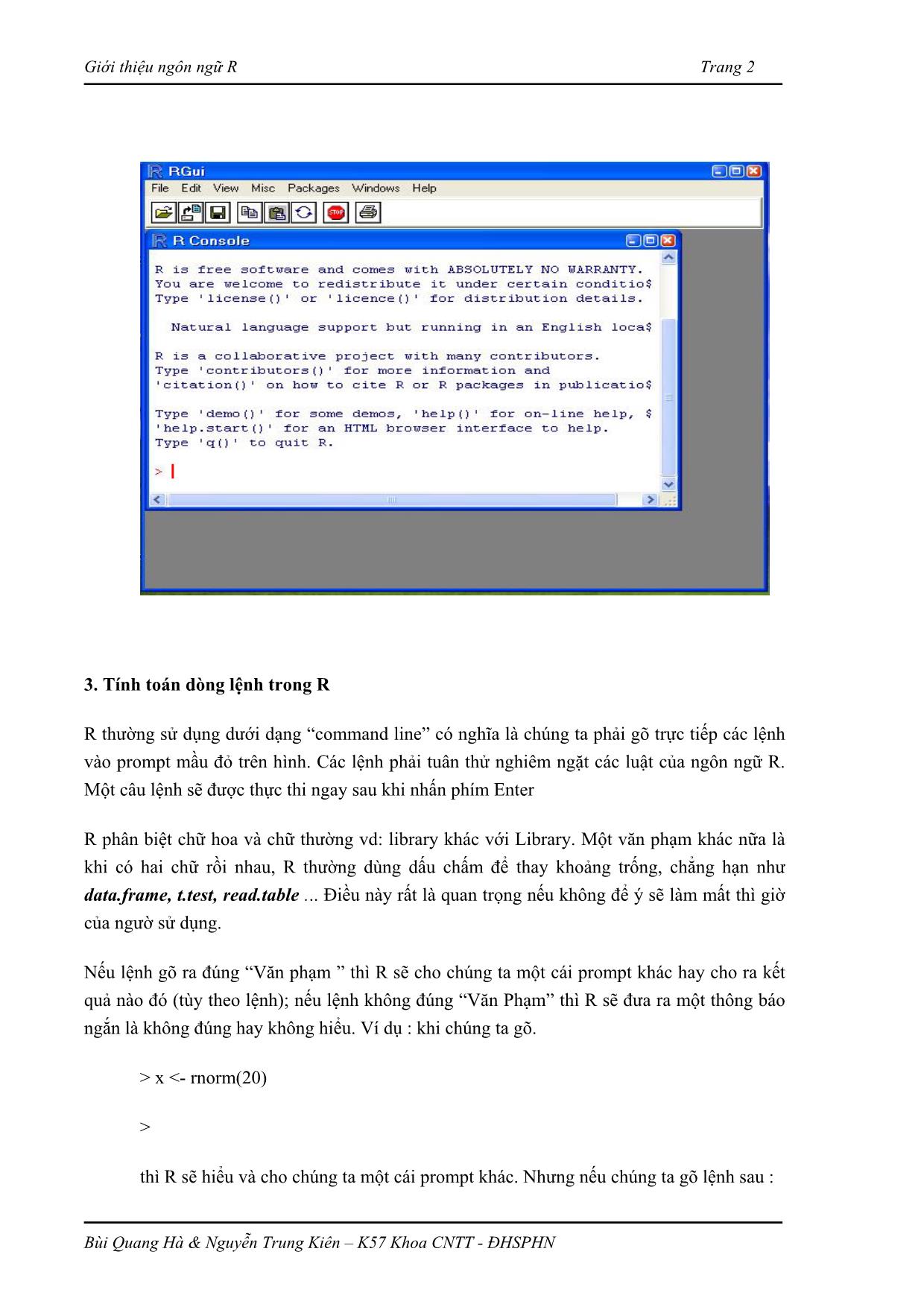 Giới thiệu ngôn ngữ R trang 2