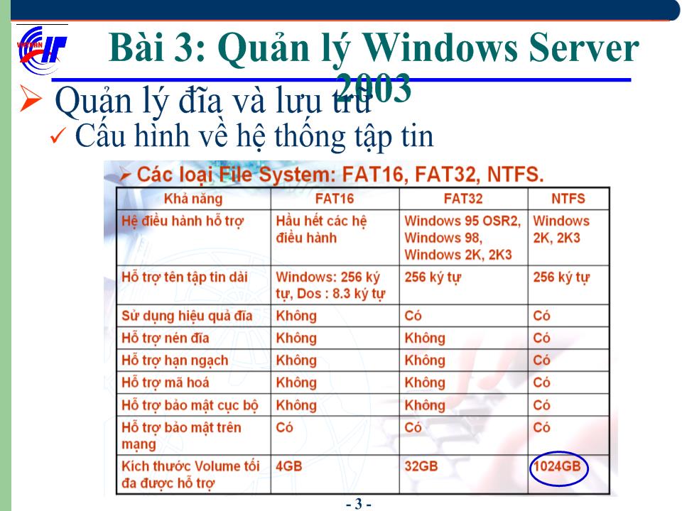 Hệ điều hành Windows Sever 2003 - Bài 3: Quản lý Windows Server 2003 (tiếp) trang 4