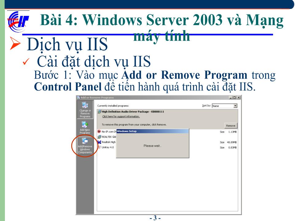 Hệ điều hành Windows Sever 2003 - Bài 4: Windows Server 2003 và mạng máy tính (tiếp) trang 4