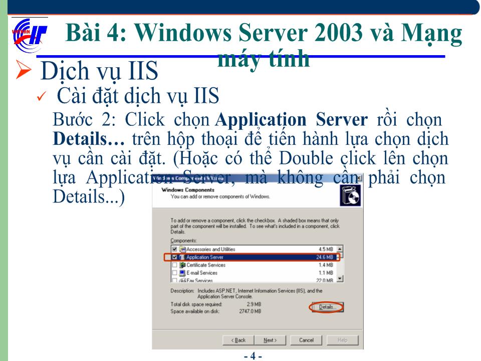Hệ điều hành Windows Sever 2003 - Bài 4: Windows Server 2003 và mạng máy tính (tiếp) trang 5