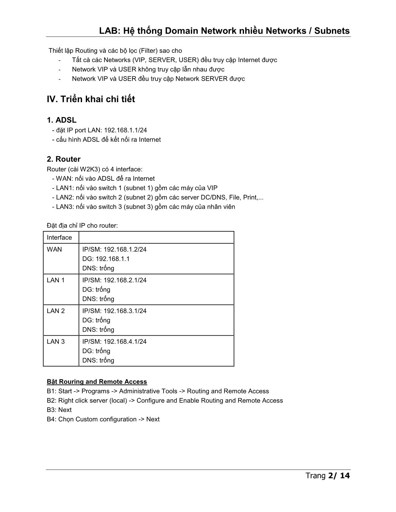 Hệ thống Domain Network nhiều Networks/Subnets trang 2