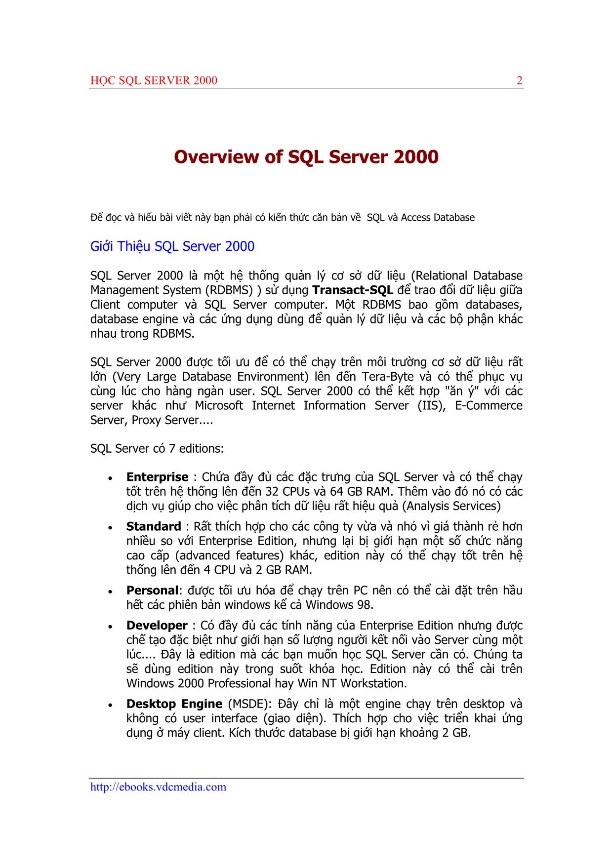 Học SQL Server 2000 trang 2