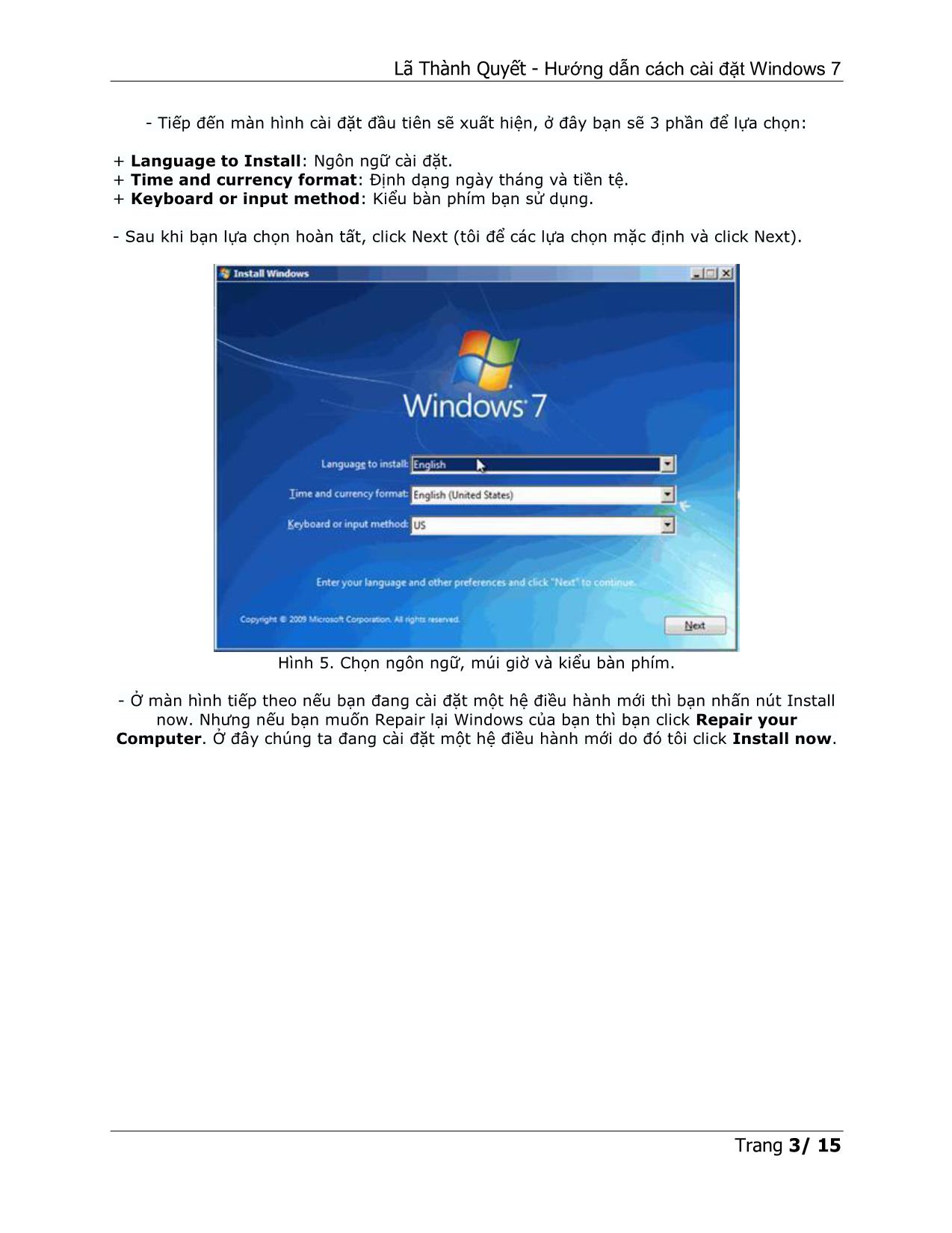 Hướng dẫn cách cài đặt Windows 7 trang 3