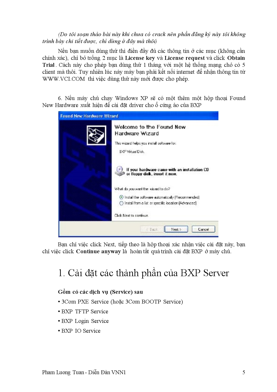 Hướng dẫn cài đặt hệ thống mạng bootrom winxp với phần mềm bxp2.5 trang 5