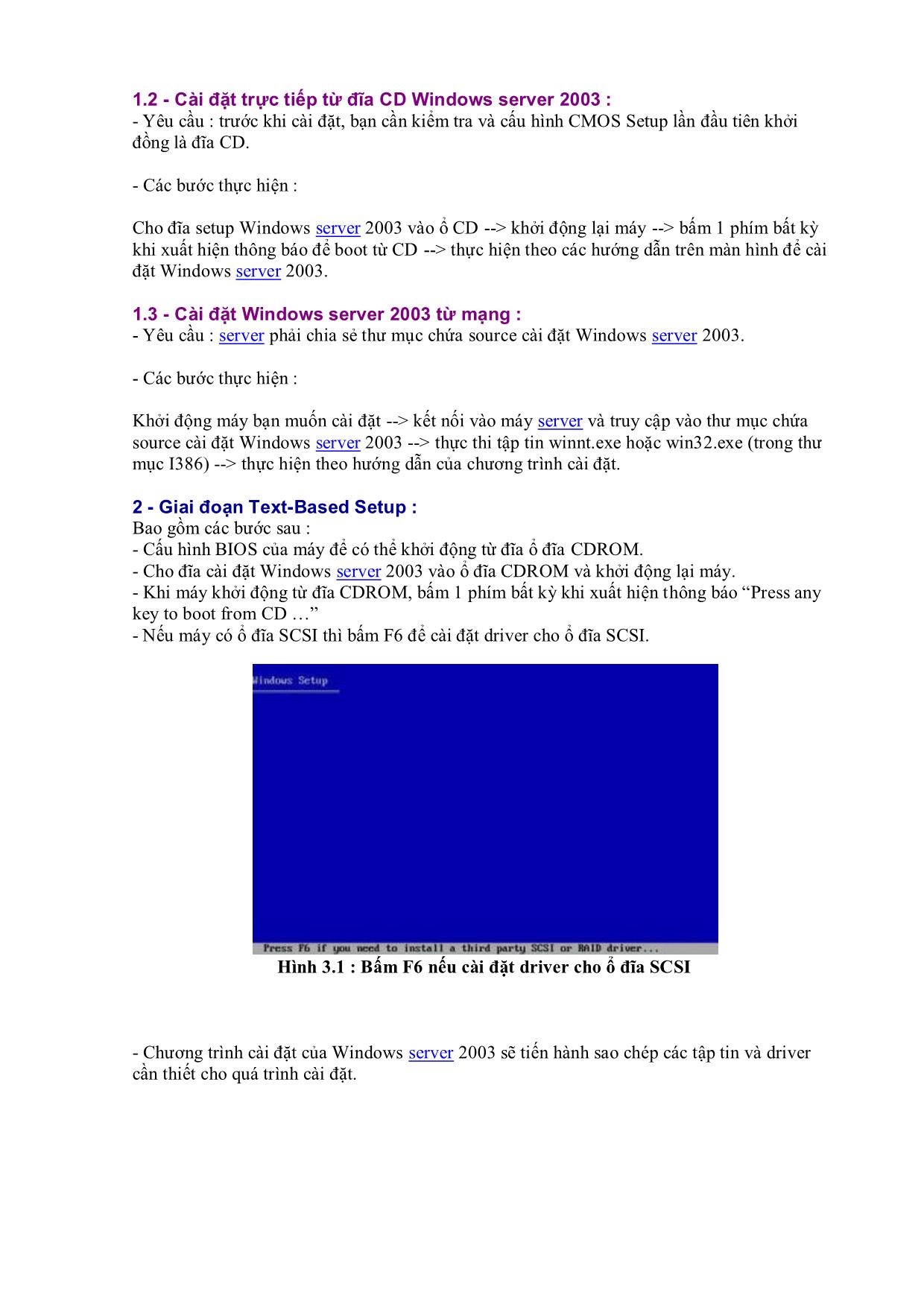 Hướng dẫn Cài đặt Windows Server 2003 trang 4