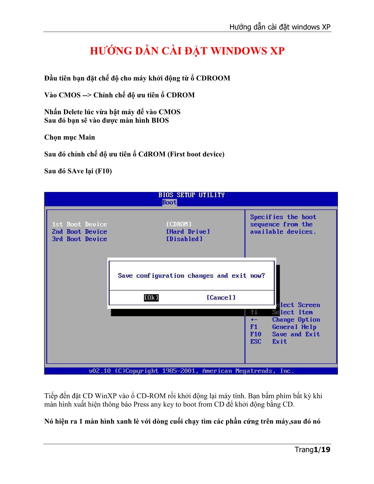 Hướng dẫn cài đặt windows XP trang 1