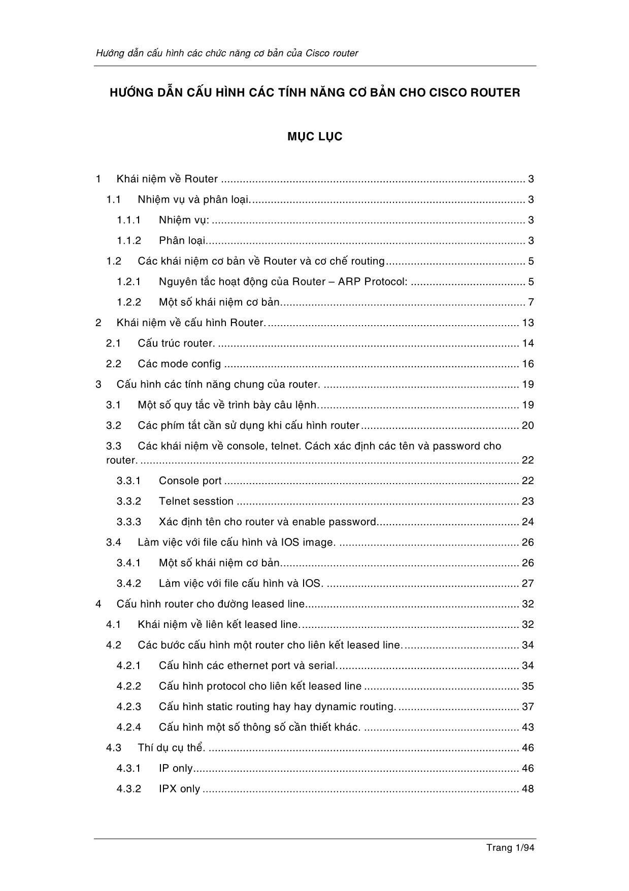 Hướng dẫn cấu hình các chức năng cơ bản của Cisco Router trang 1